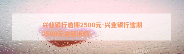 兴业银行逾期2500元-兴业银行逾期2500元会起诉吗