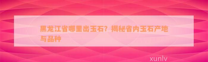 黑龙江省哪里出玉石？揭秘省内玉石产地与品种