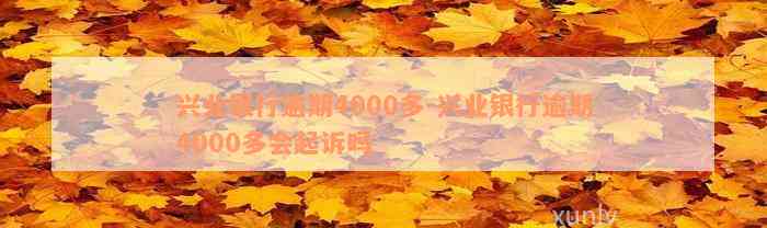 兴业银行逾期4000多-兴业银行逾期4000多会起诉吗