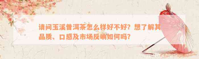 请问玉溪普洱茶怎么样好不好？想了解其品质、口感及市场反响如何吗？