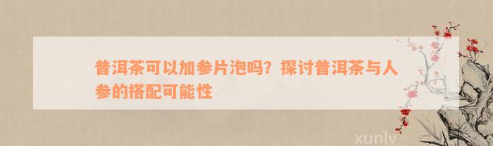 普洱茶可以加参片泡吗？探讨普洱茶与人参的搭配可能性