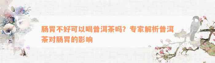 肠胃不好可以喝普洱茶吗？专家解析普洱茶对肠胃的影响