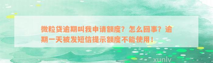 微粒贷逾期叫我申请额度？怎么回事？逾期一天被发短信提示额度不能使用！