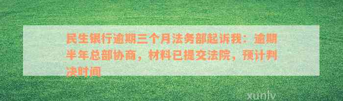 民生银行逾期三个月法务部起诉我：逾期半年总部协商，材料已提交法院，预计判决时间