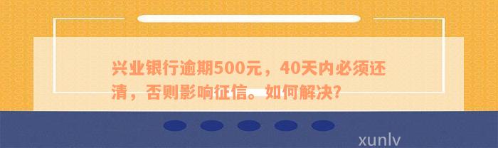 兴业银行逾期500元，40天内必须还清，否则影响征信。如何解决？