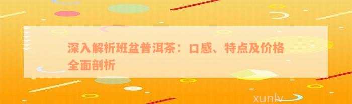 深入解析班盆普洱茶：口感、特点及价格全面剖析