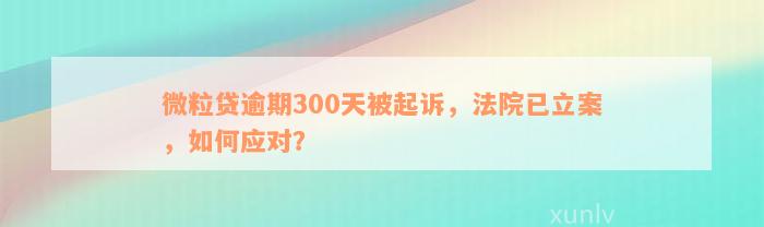 微粒贷逾期300天被起诉，法院已立案，如何应对？