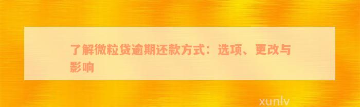 了解微粒贷逾期还款方式：选项、更改与影响