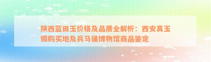 陕西蓝田玉价格及品质全解析：西安真玉镯购买地及兵马俑博物馆商品鉴定