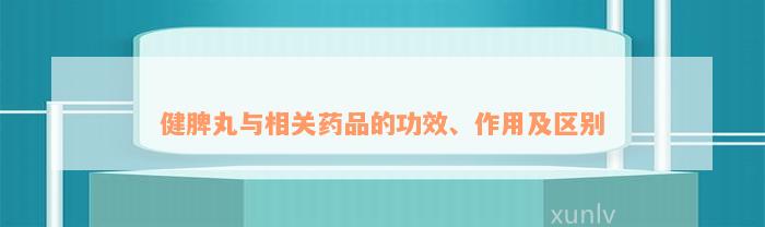 健脾丸与相关药品的功效、作用及区别