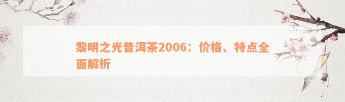 黎明之光普洱茶2006：价格、特点全面解析