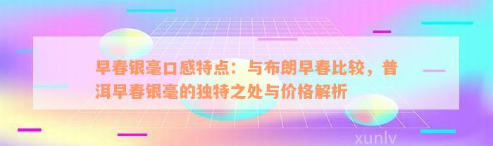 早春银毫口感特点：与布朗早春比较，普洱早春银毫的独特之处与价格解析