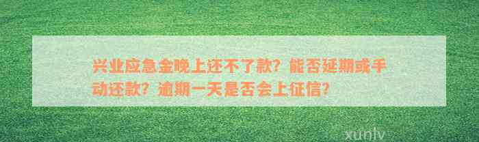 兴业应急金晚上还不了款？能否延期或手动还款？逾期一天是否会上征信？