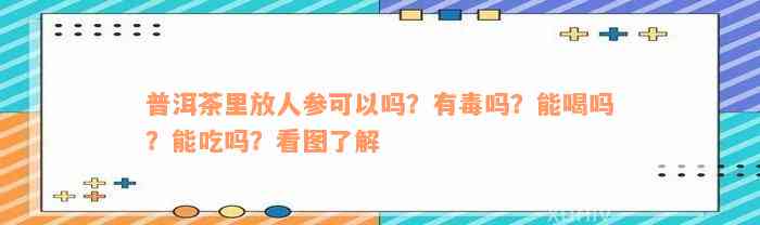 普洱茶里放人参可以吗？有毒吗？能喝吗？能吃吗？看图了解