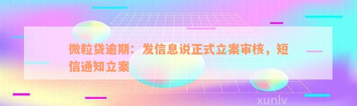 微粒贷逾期：发信息说正式立案审核，短信通知立案