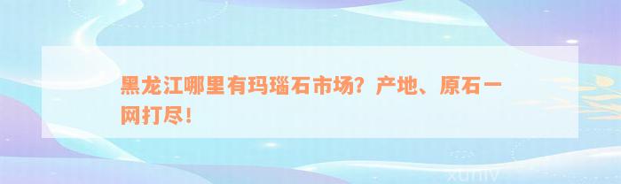 黑龙江哪里有玛瑙石市场？产地、原石一网打尽！