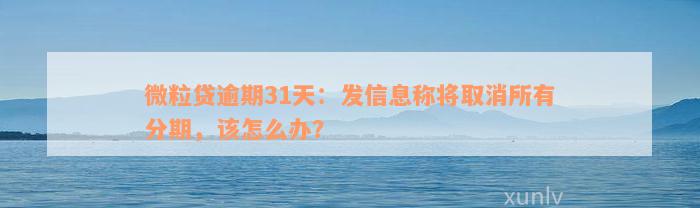 微粒贷逾期31天：发信息称将取消所有分期，该怎么办？