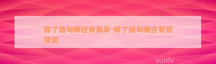 除了缅甸哪还有翡翠-除了缅甸哪还有翡翠卖