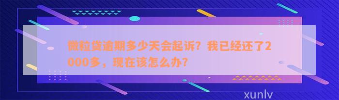 微粒贷逾期多少天会起诉？我已经还了2000多，现在该怎么办？