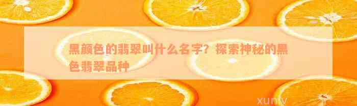 黑颜色的翡翠叫什么名字？探索神秘的黑色翡翠品种