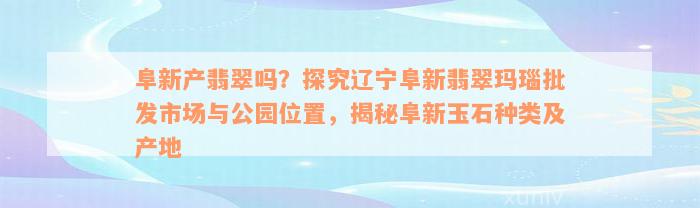 阜新产翡翠吗？探究辽宁阜新翡翠玛瑙批发市场与公园位置，揭秘阜新玉石种类及产地