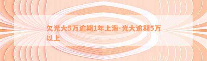 欠光大5万逾期1年上海-光大逾期5万以上