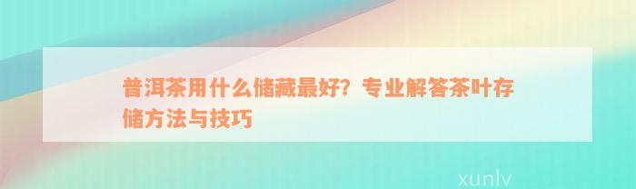 普洱茶用什么储藏最好？专业解答茶叶存储方法与技巧