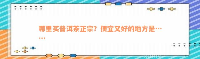 哪里买普洱茶正宗？便宜又好的地方是……