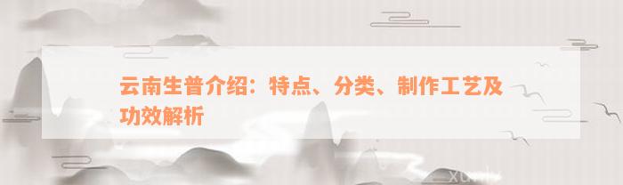 云南生普介绍：特点、分类、制作工艺及功效解析