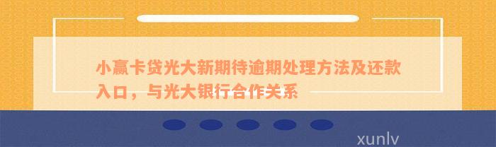 小赢卡贷光大新期待逾期处理方法及还款入口，与光大银行合作关系