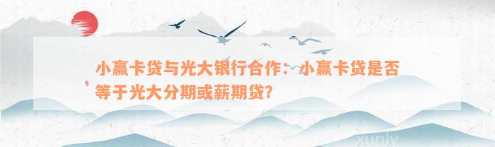 小赢卡贷与光大银行合作：小赢卡贷是否等于光大分期或薪期贷？