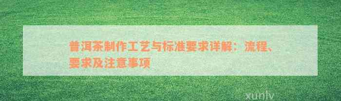 普洱茶制作工艺与标准要求详解：流程、要求及注意事项