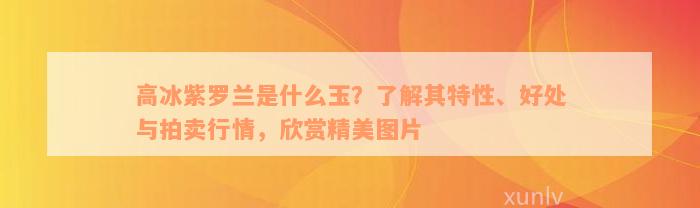 高冰紫罗兰是什么玉？了解其特性、好处与拍卖行情，欣赏精美图片