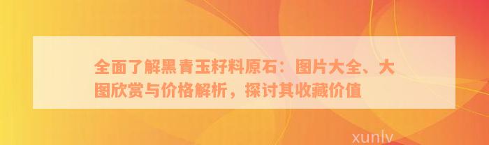 全面了解黑青玉籽料原石：图片大全、大图欣赏与价格解析，探讨其收藏价值