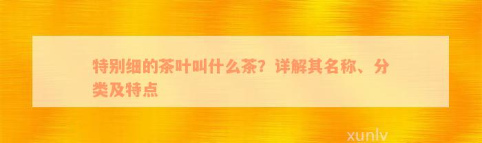 特别细的茶叶叫什么茶？详解其名称、分类及特点