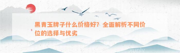 黑青玉牌子什么价格好？全面解析不同价位的选择与优劣