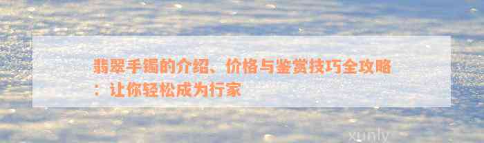 翡翠手镯的介绍、价格与鉴赏技巧全攻略：让你轻松成为行家