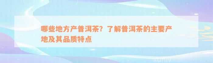 哪些地方产普洱茶？了解普洱茶的主要产地及其品质特点