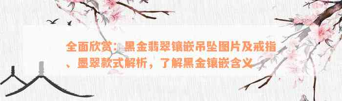 全面欣赏：黑金翡翠镶嵌吊坠图片及戒指、墨翠款式解析，了解黑金镶嵌含义