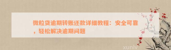 微粒贷逾期转账还款详细教程：安全可靠，轻松解决逾期问题