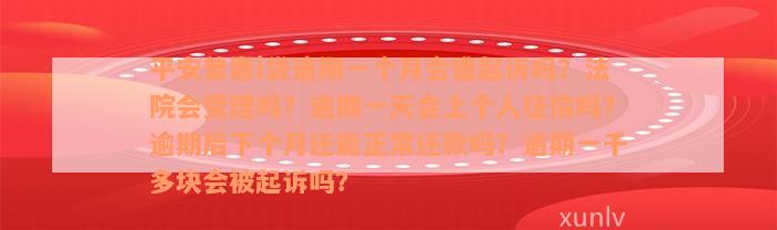 平安普惠i贷逾期一个月会遭起诉吗？法院会受理吗？逾期一天会上个人征信吗？逾期后下个月还能正常还款吗？逾期一千多块会被起诉吗？