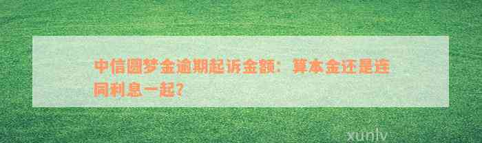 中信圆梦金逾期起诉金额：算本金还是连同利息一起？