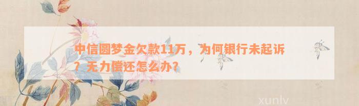 中信圆梦金欠款11万，为何银行未起诉？无力偿还怎么办？