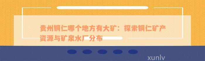 贵州铜仁哪个地方有大矿：探索铜仁矿产资源与矿泉水厂分布