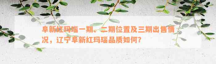 阜新红玛瑙一期、二期位置及三期出售情况，辽宁阜新红玛瑙品质如何？