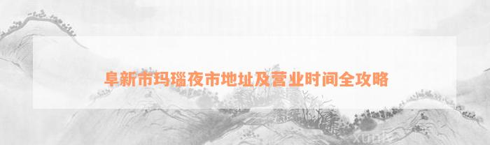 阜新市玛瑙夜市地址及营业时间全攻略