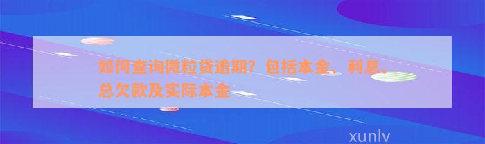 如何查询微粒贷逾期？包括本金、利息、总欠款及实际本金