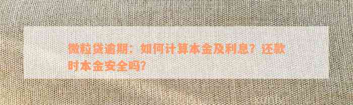 微粒贷逾期：如何计算本金及利息？还款时本金安全吗？