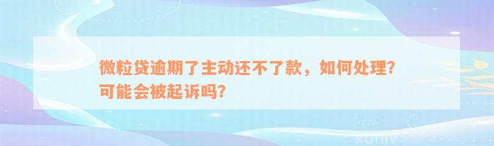 微粒贷逾期了主动还不了款，如何处理？可能会被起诉吗？