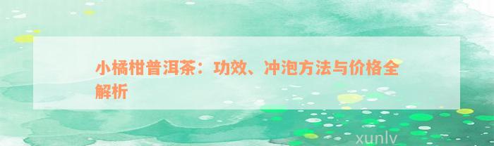 小橘柑普洱茶：功效、冲泡方法与价格全解析